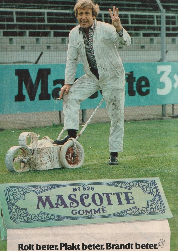 retro reclame 1978 Mascotte vloeipapier de lijnmaker stadion, Verzenden, Overige typen