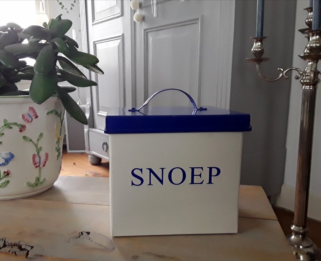 Snoeppot - snoepblik van metaal, Gebruikt, Ophalen of Verzenden, Voorraadpot, Metaal