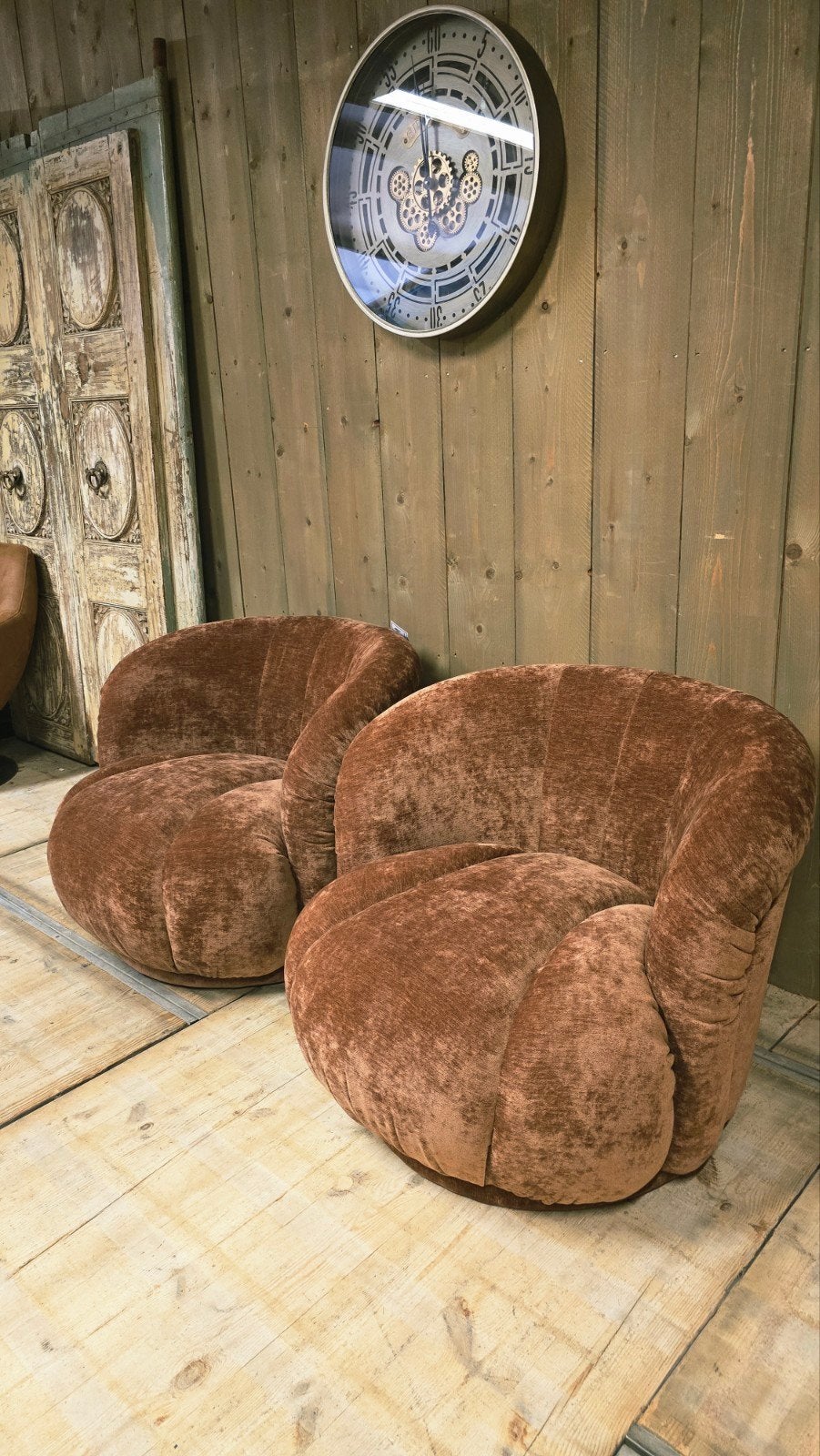 Mooie Fluwelen Fauteuils Bronze kleur Nieuw, Hout, Minder dan 75 cm, Nieuw, Ophalen of Verzenden