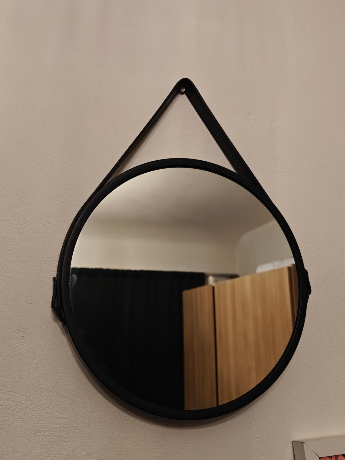 Zwarte ronde spiegel, Huis en Inrichting, Woonaccessoires | Spiegels, Ophalen, Minder dan 50 cm, Rond, Nieuw