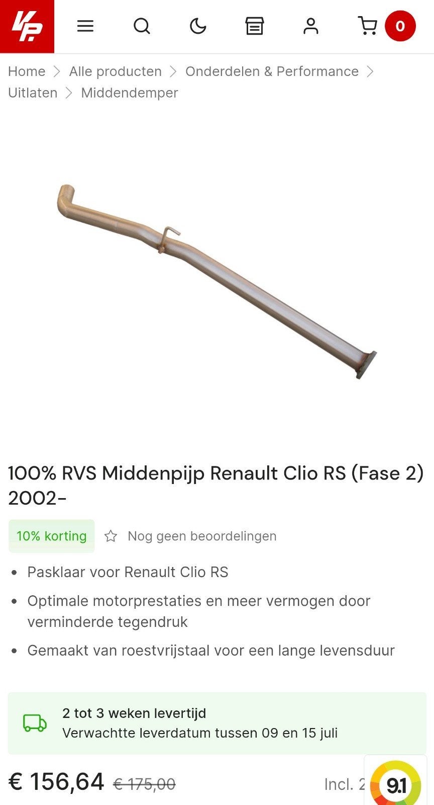 Uitlaat/middenpijp RVS Renault Clio 2, Clio RS, Ophalen of Verzenden, Nieuw