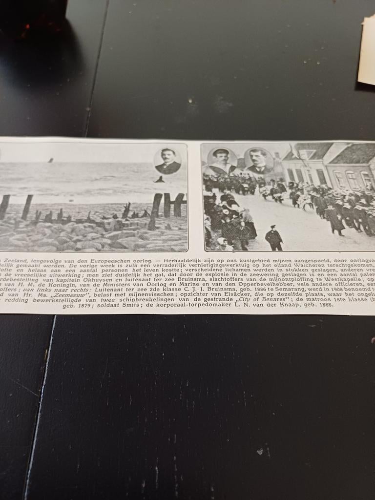 Knipsel ongeluk demonteren mijnen Zeeland 1914, Verzamelen, Ophalen of Verzenden, Voor 1920, Knipsel(s)