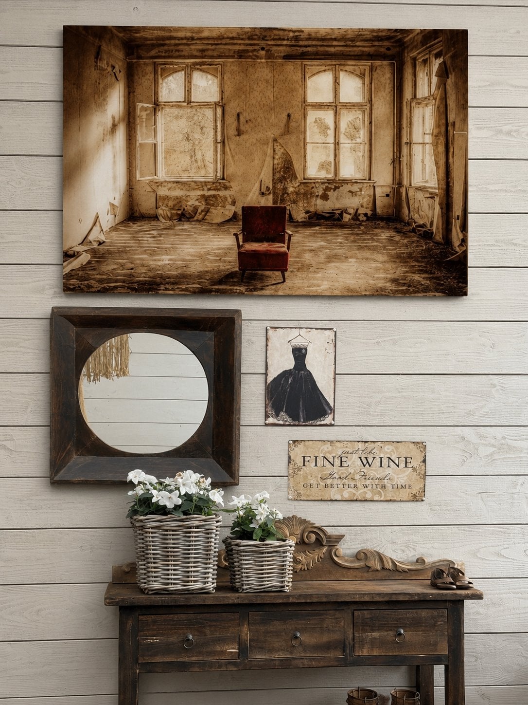 Glasplaatschilderij brocante afbeelding, Ophalen