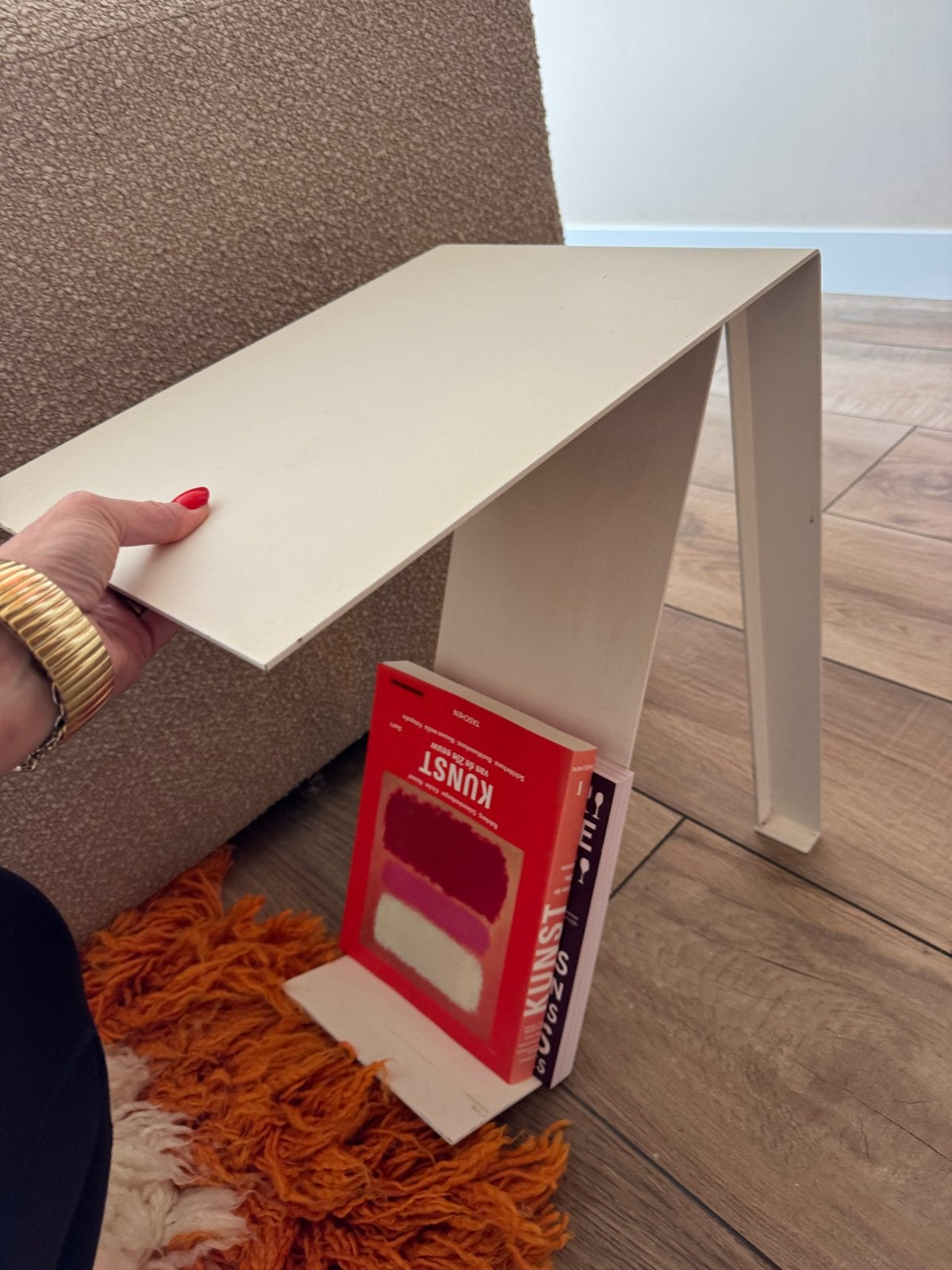 Design bijzettafel 50x40x30 cm tafel tafeltje krukje, Huis en Inrichting, Minder dan 55 cm, Gebruikt, Metaal of Aluminium, Rechthoekig
