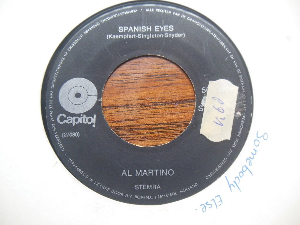 single al martino spanish eyes 45rpm jukebox vinyl record, Ophalen of Verzenden, Gebruikt, Pop