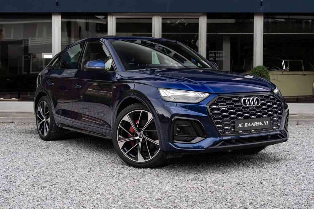 Audi Q5 SPORTBACK 55 TFSI E S EDITION QUATTRO/HUD/MATRIX/PAN, Automaat, 14 kWh, Gebruikt, Blauw
