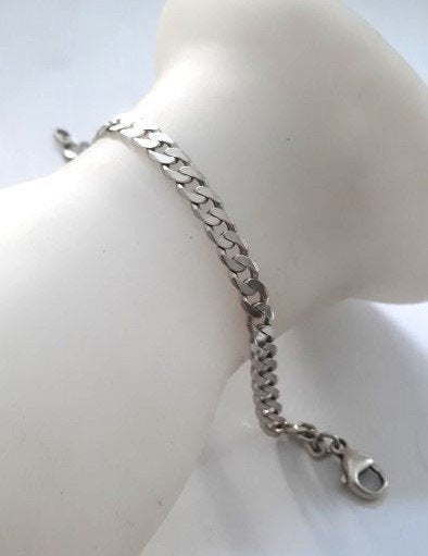 Sterling zilveren vlakpantser schakel armband 925 (7199-67), Ophalen, Nieuw, Zilver, Zilver