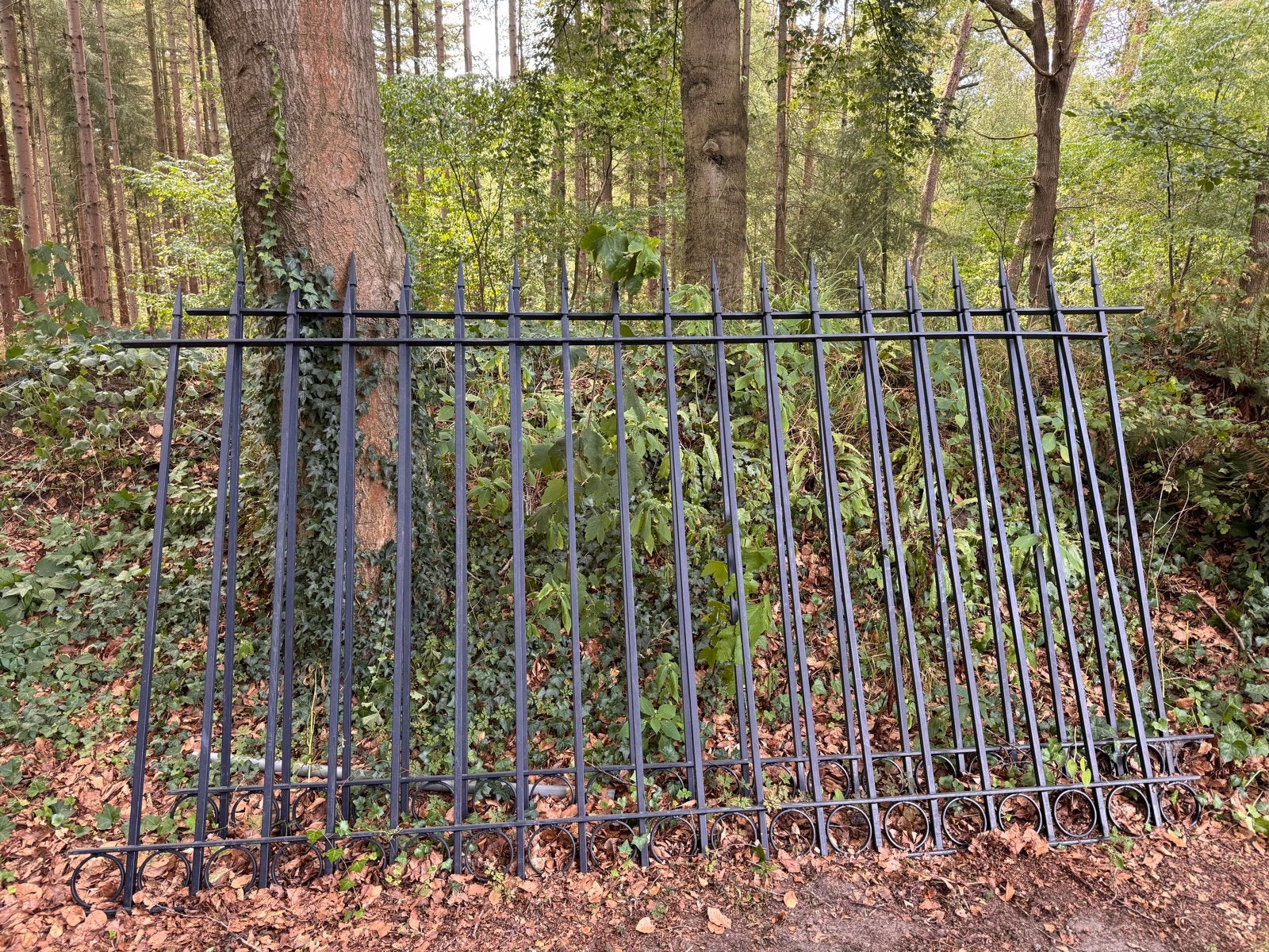 2 Donkerblauwe zware Hekken, Tuin en Terras, Tuinhekken en Hekwerk, Ophalen, Gebruikt, IJzer, Spijlenhekwerk