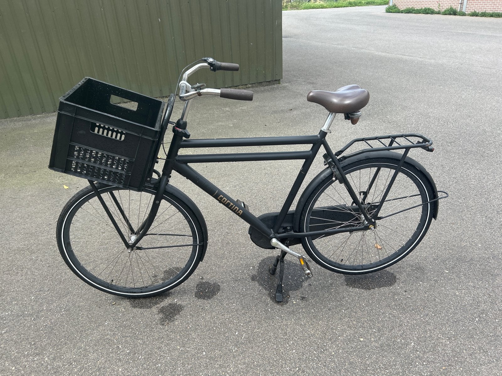 Cortina Transportfiets Heren - Zwart, met krat en versnellin, Terugtraprem, Gebruikt, Versnellingen, 57 tot 61 cm