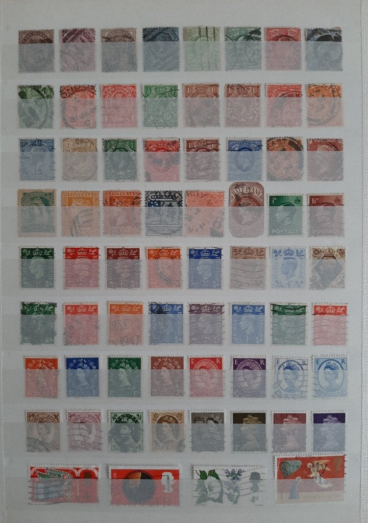 4 Kaarten Oude Klassieke Postzegels Engeland Nr 1 Gestempeld, Ophalen, Gestempeld