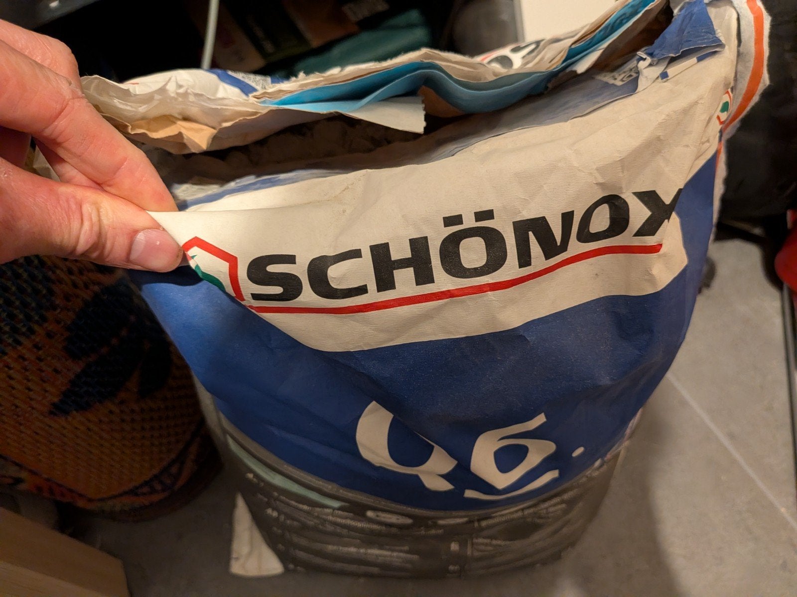 Schönox Q6 Tegellijm - 25 kg zak (gebruikt), Ophalen, Gebruikt, Overige typen, Minder dan 20 cm