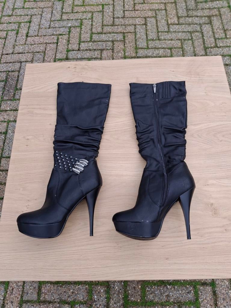 Kayla Hoge Dameslaarzen Zwart Maat 38 NIEUW, Ophalen of Verzenden, Nieuw, Zwart, Hoge laarzen