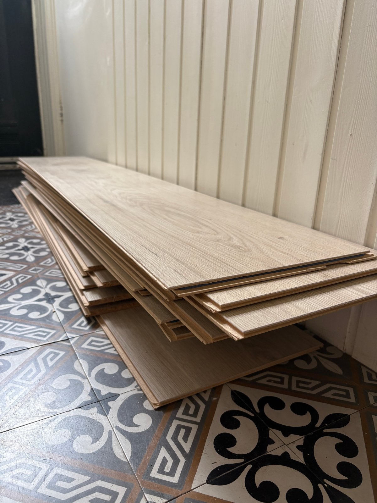 Laminaat lichte houten kleur, ca. 12m2, Ophalen, Gebruikt, 50 tot 150 cm, 10 m² of meer