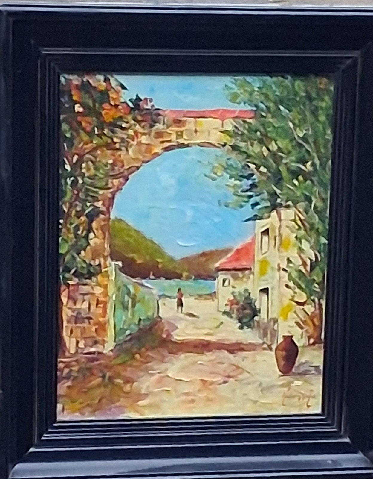 Vue sur le lac. Heinrich Friese? Olie/doek. 34/40 cm., Ophalen, Overige stijlen, Doek, Landschap