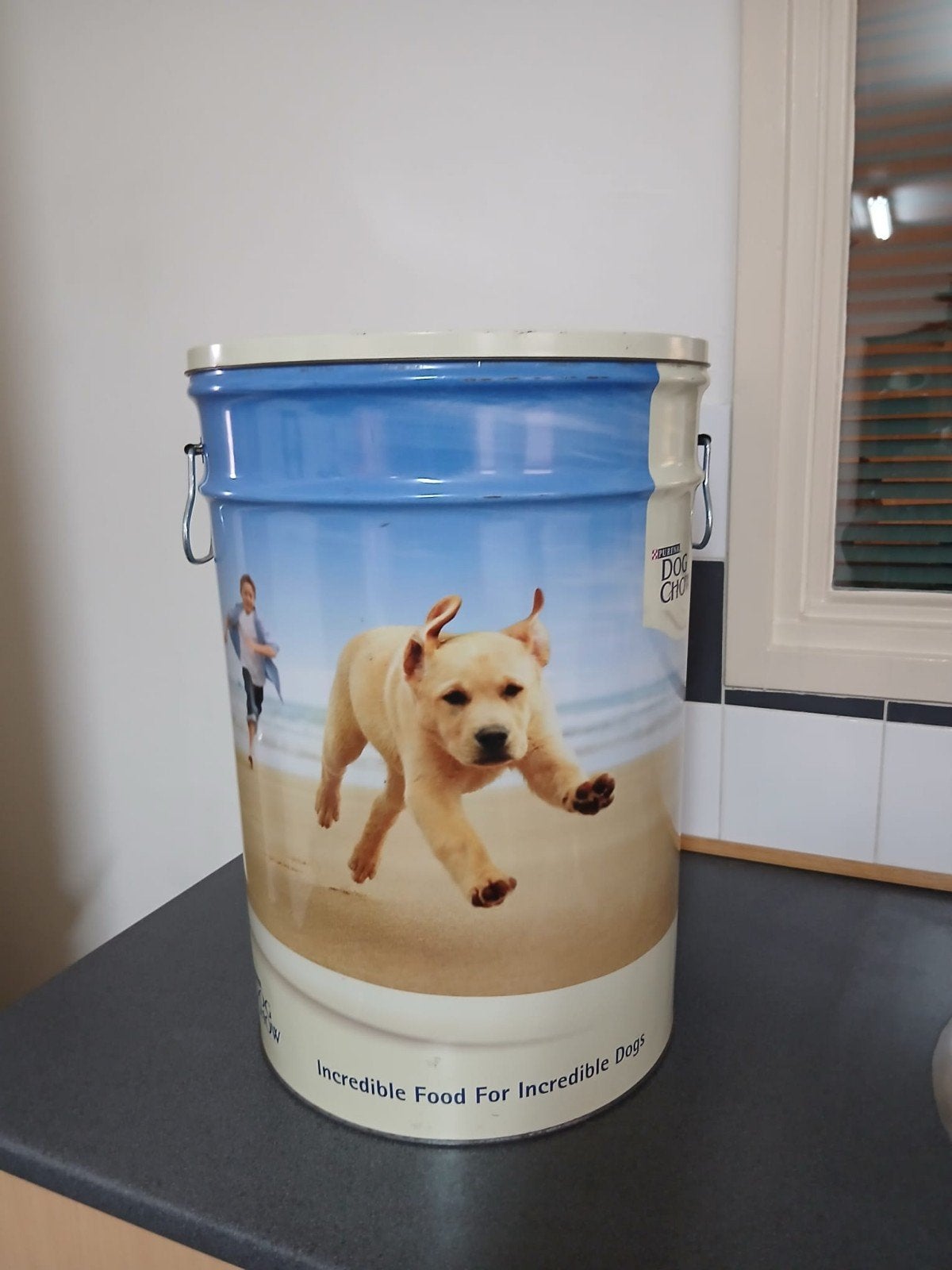 Purina metalen hondenvoerton blik vintage voor brokken, Dieren en Toebehoren, Ophalen, Hond