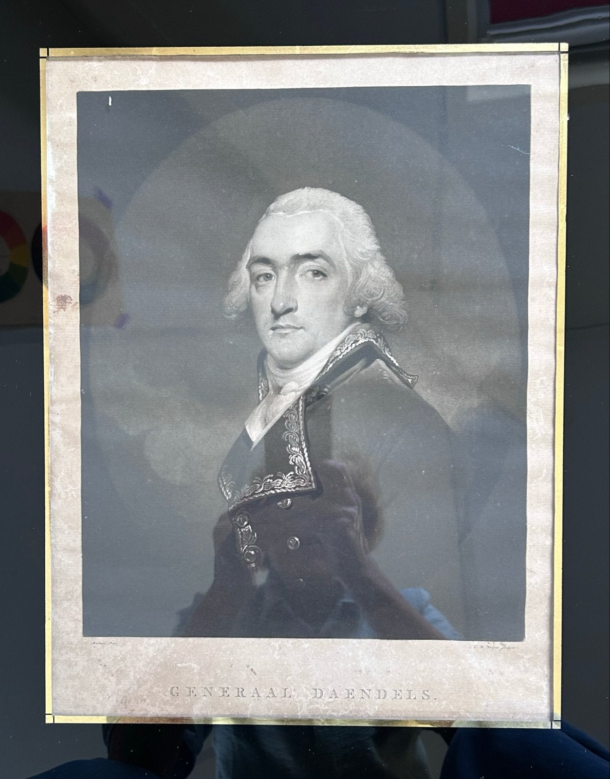 Historische Prent Generaal Herman Willem Daendels, Antiek en Kunst, Ophalen, Met tekst, Portret, Gravure