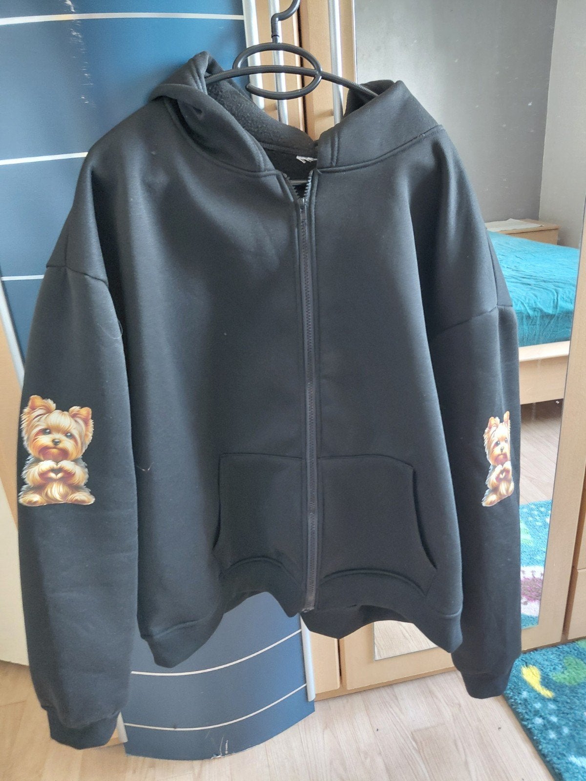Zwarte hoodie met Yorkshire Terrier print, Ophalen, Zwart, Maat 46/48 (XL) of groter, Onbekend