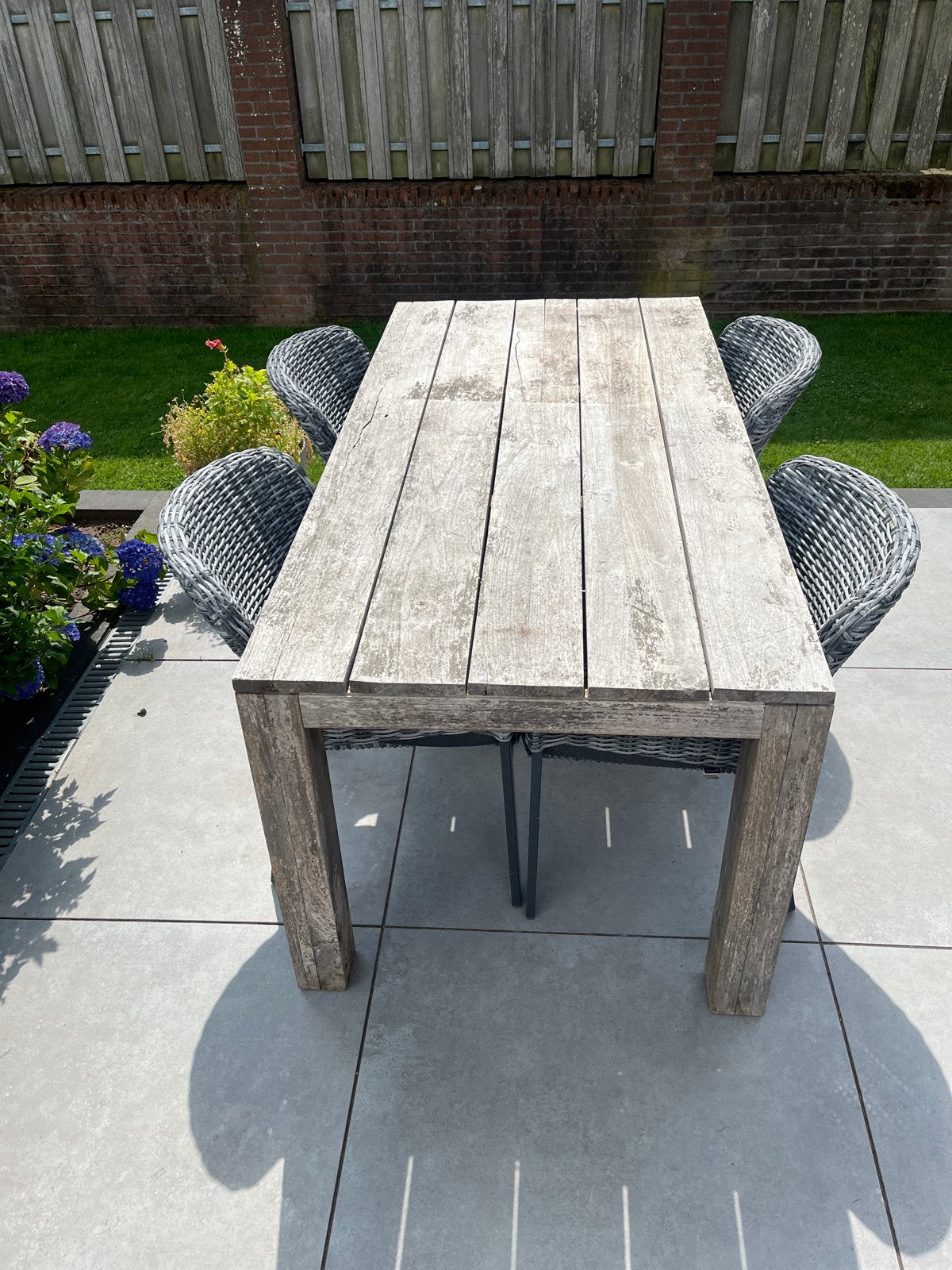 5-delige tuinset: Mondial Living tafel met 4 Hartmann stoele, Tuin en Terras, Ophalen, 4 zitplaatsen, Gebruikt, Eettafel
