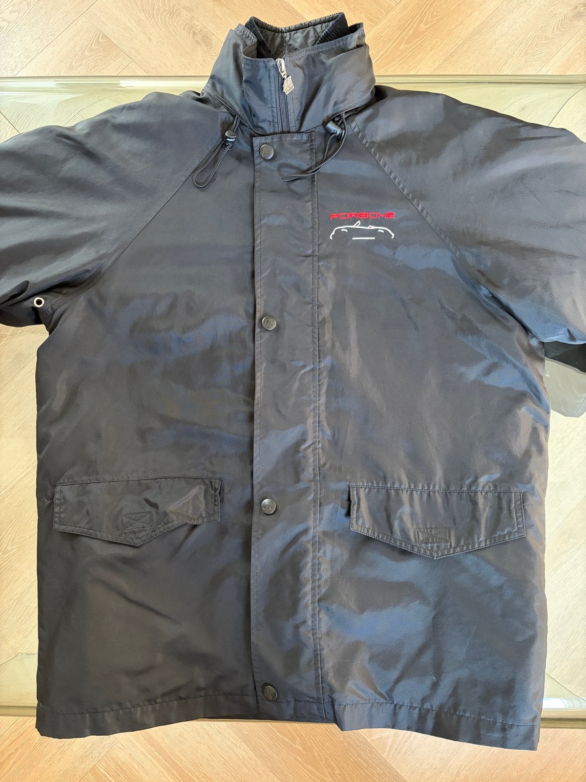 Vintage K-Way x Porsche 3-in-1 Gewatteerde Parka Maat S, Ophalen of Verzenden, Nieuw, Maat 52/54 (L), Zwart