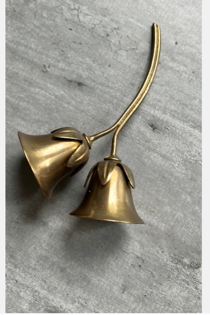 Art Nouveau stijl tafelbel, dubbele klokjesbloem 14,5 cm, Antiek en Kunst, Ophalen of Verzenden