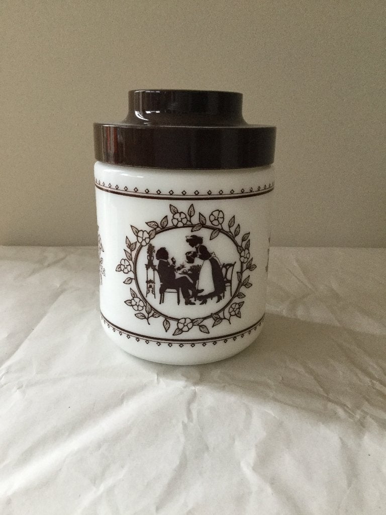 Douwe Egberts opaline voorraadpot, opschrift "licht & romig", Verzamelen, Ophalen of Verzenden, Huis en Inrichting
