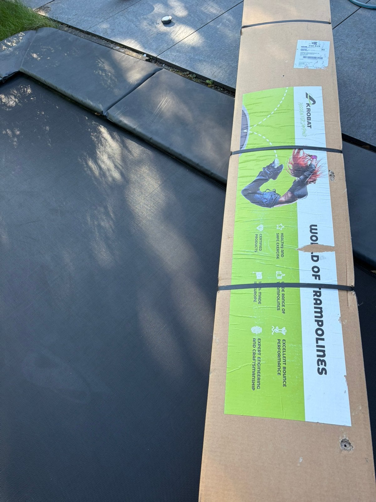 Trampo Akrobat safetynet Orbit Flat 12,5 x 8 ft ongebruikt, Ophalen, Zo goed als nieuw