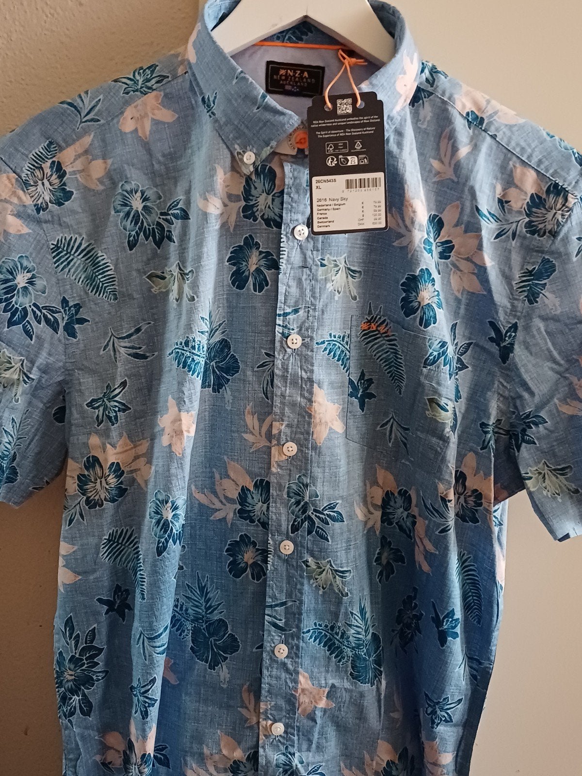 nza overhemd korte mouw XL, Ophalen of Verzenden, Nieuw, Blauw, Halswijdte 43/44 (XL)