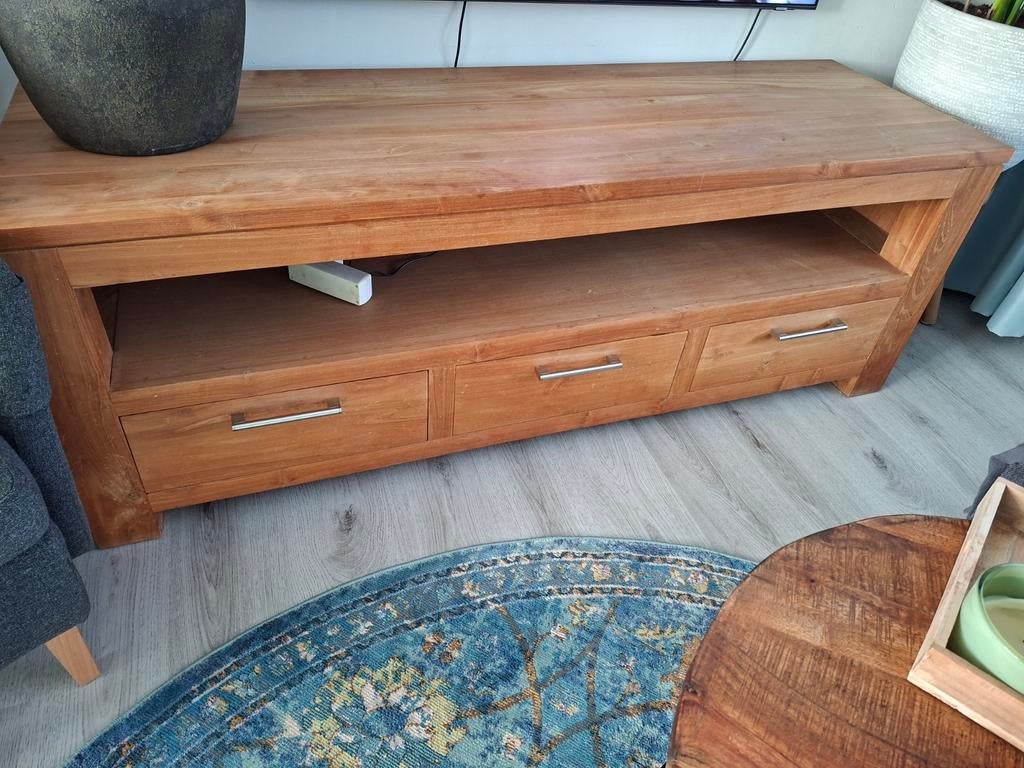 Tv meubel teak, Huis en Inrichting, Ophalen, 150 tot 200 cm, Teakhout, Zo goed als nieuw