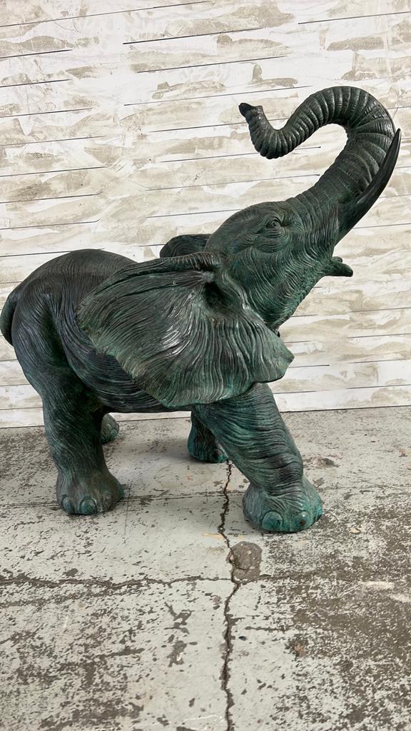 XL Bronzen Olifantenbeeld - Groen Gepatineerd 35kg, Antiek en Kunst, Antiek | Koper en Brons, Brons, Ophalen