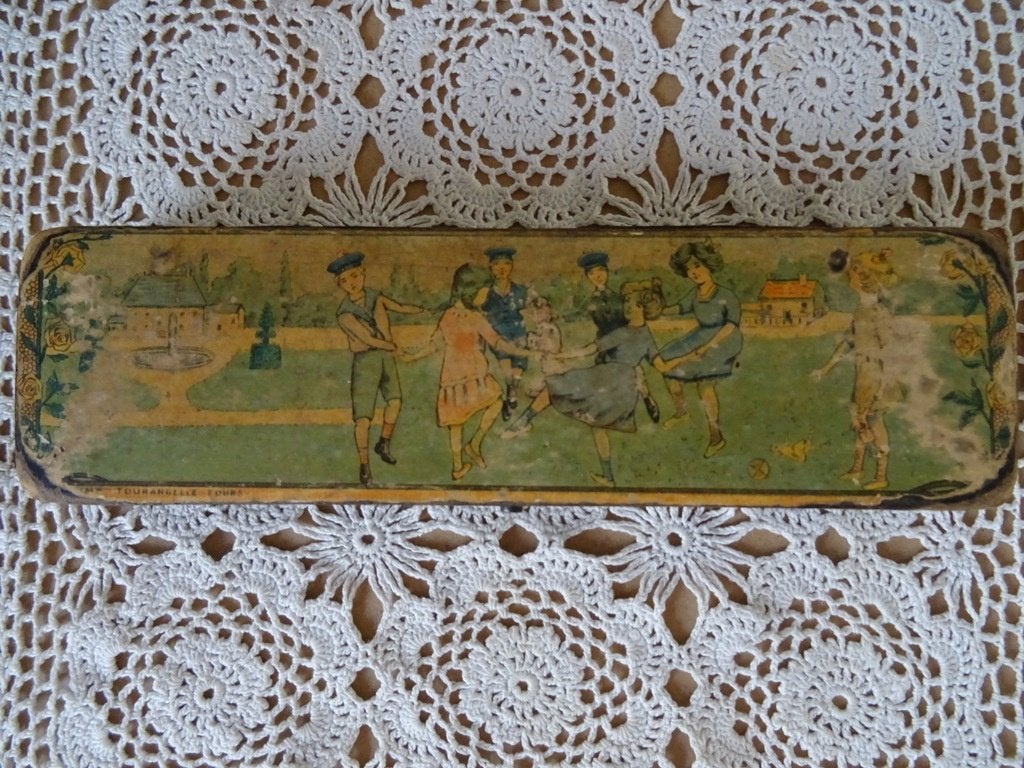 Curiosa antieke pennendoos antieke houten school pennendoos, Antiek en Kunst, Ophalen of Verzenden