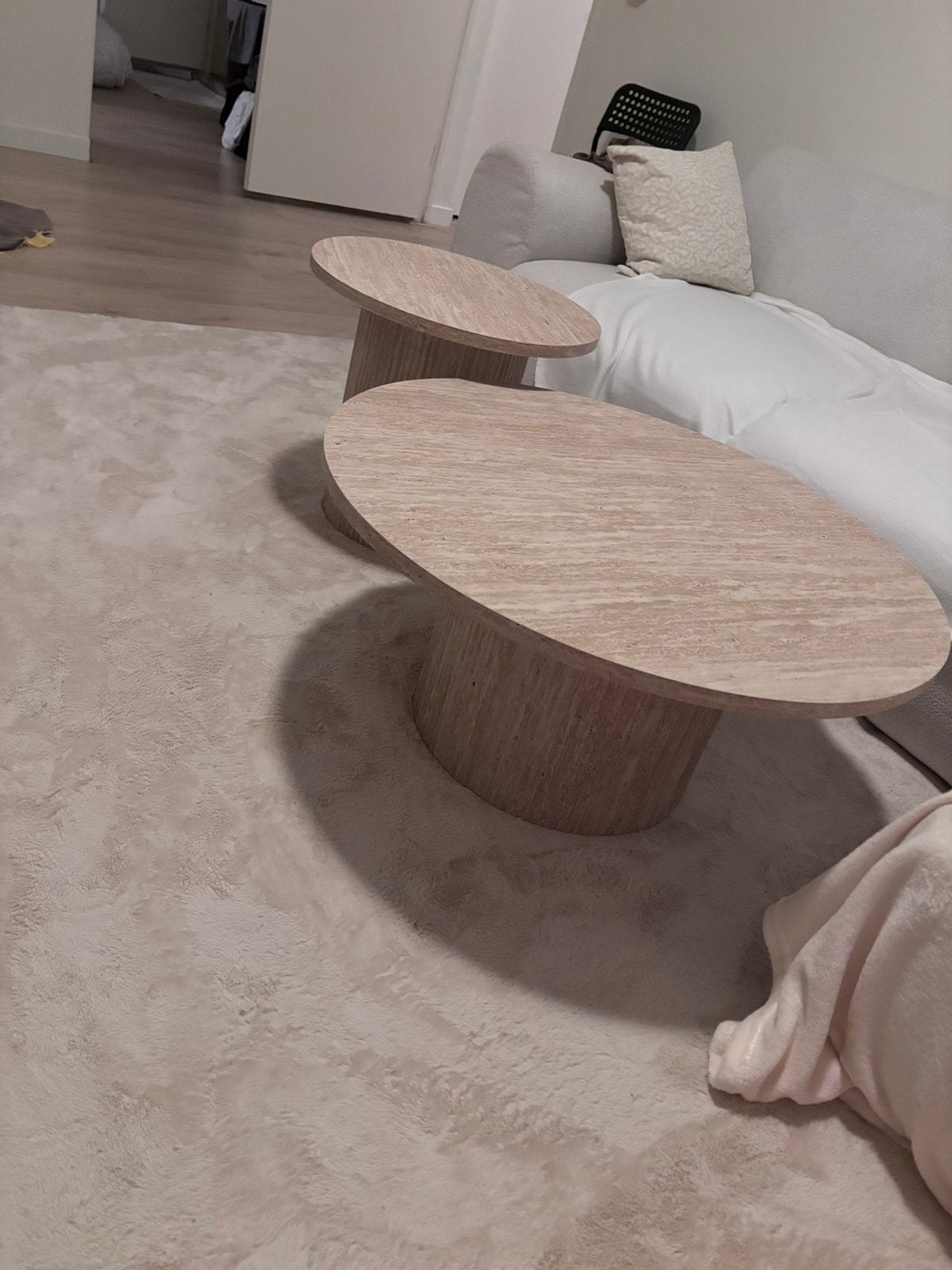 Mooie salontafel Travertin nog NIEUW, Ophalen, 100 tot 150 cm, 50 tot 100 cm, Zo goed als nieuw