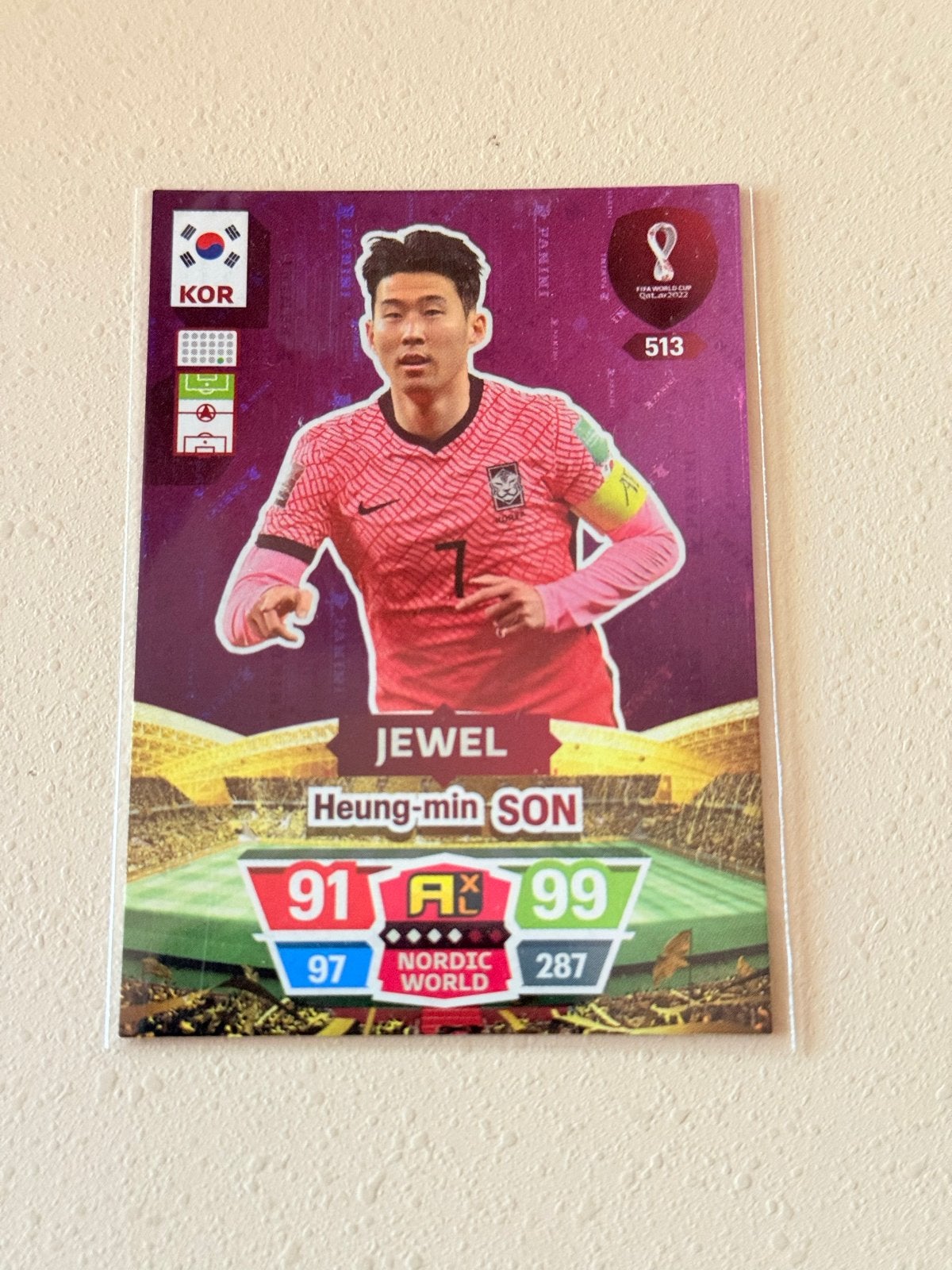Panini FIFA World Cup 2022 Qatar Heung-min Son Jewel Kaart, Ophalen of Verzenden, Zo goed als nieuw, Buitenlandse clubs, Spelerskaart
