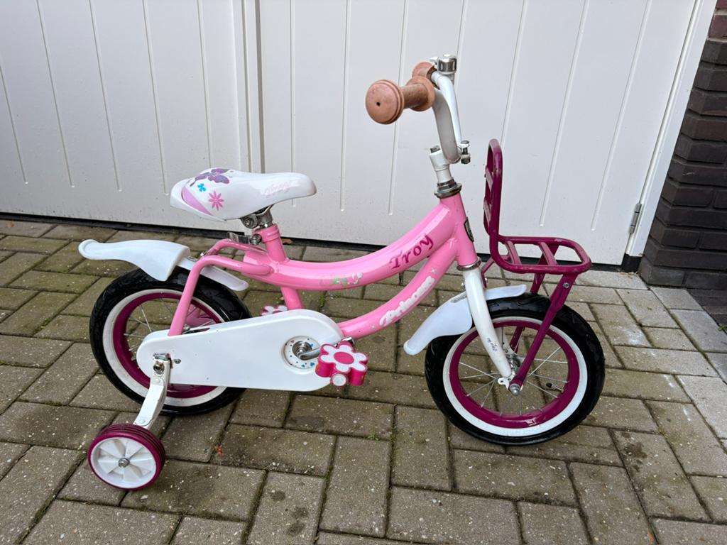 Kinderfietsje roze met zijwieltjes (12.5 inch), Ophalen, Terugtraprem, Zijwieltjes, Gebruikt