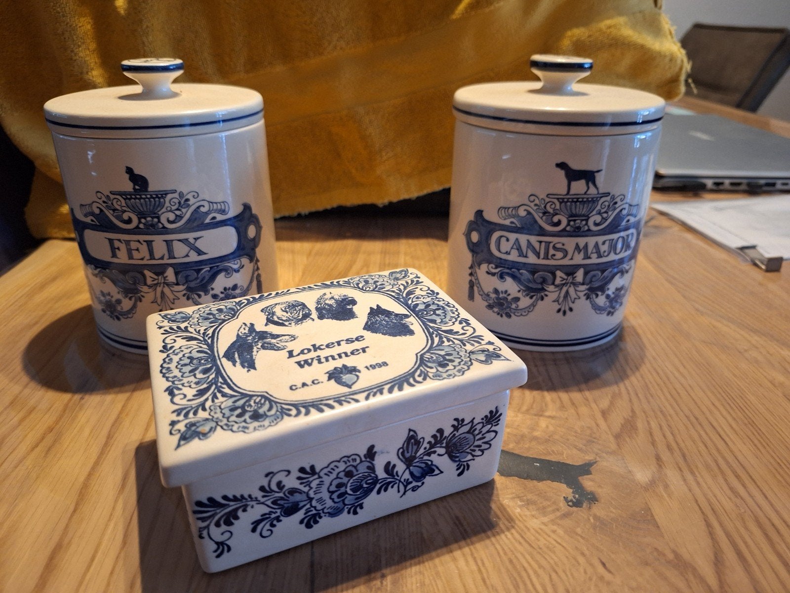 Delfs blauwe potten en bakje, Ophalen of Verzenden, Poppenhuis