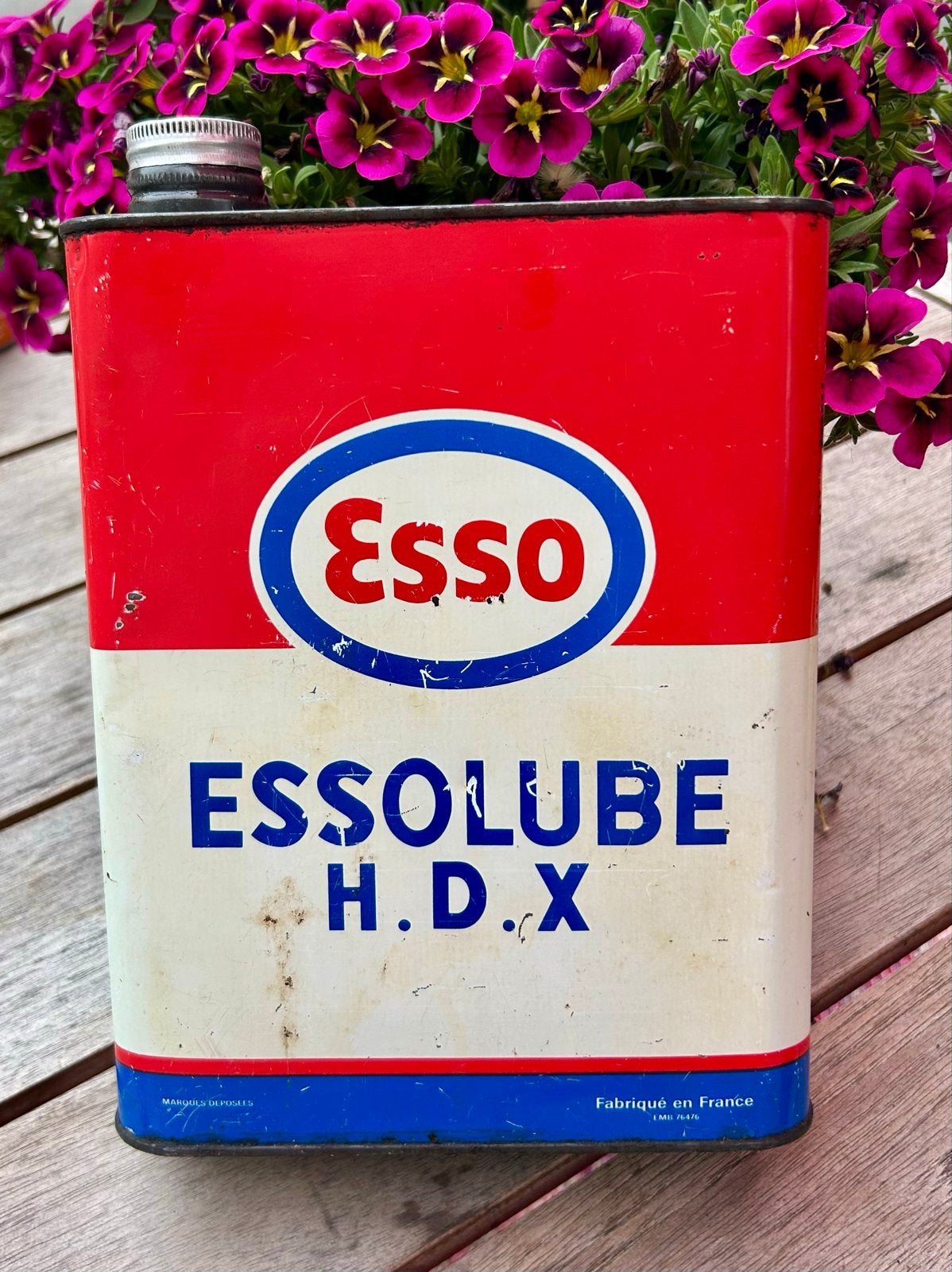 Vintage Esso Essolube HDX Olieblik - 2 Liter, Ophalen of Verzenden, Gebruikt, Verpakking