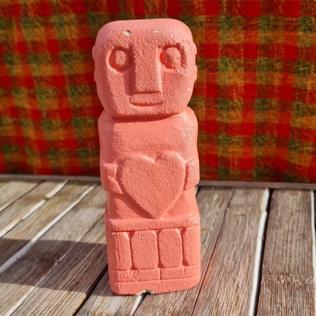 Bazar Bizar Stoneman Bali Love Heart Zalm Roze, Gebruikt, 15 cm, Steen/keramiek, Ophalen of Verzenden