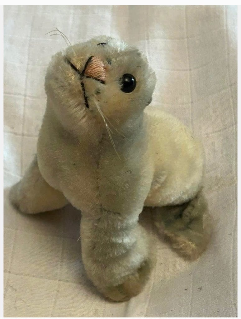 Vintage “Robby” zeehond Steiff, geen knop meer, Ophalen of Verzenden