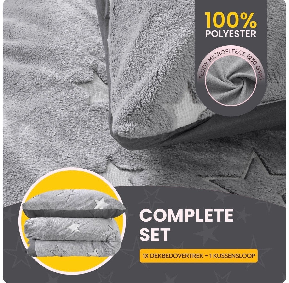 Nieuw Microfleece Dekbedovertrek - Sterrenpatroon 140x220cm, Huis en Inrichting, Slaapkamer | Beddengoed, Nieuw, Dekbedovertrek