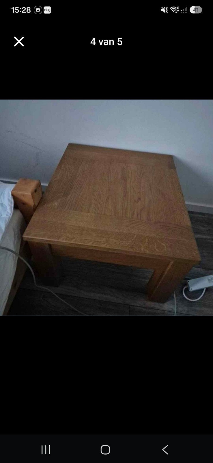 Massief eiken bijzettafel en salontafel, Ophalen, Minder dan 45 cm, Minder dan 55 cm, Gebruikt