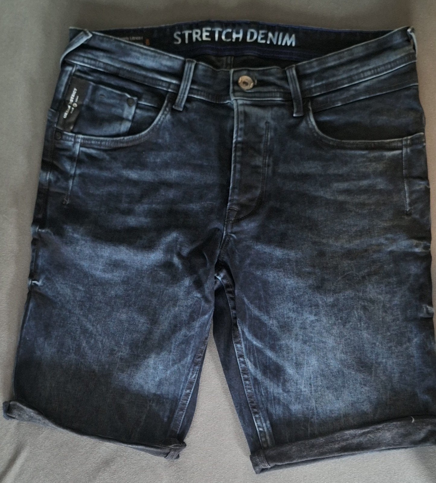 Stoere stretch denim shorts - Urban District, Kleding | Heren, Blauw, W32 (confectie 46) of kleiner, Zo goed als nieuw, Urban District