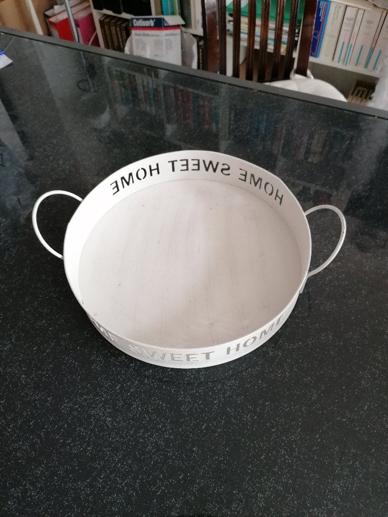 dienblad, Huis en Inrichting, Woonaccessoires | Dienbladen, Ophalen, Zo goed als nieuw, Rond, Hout