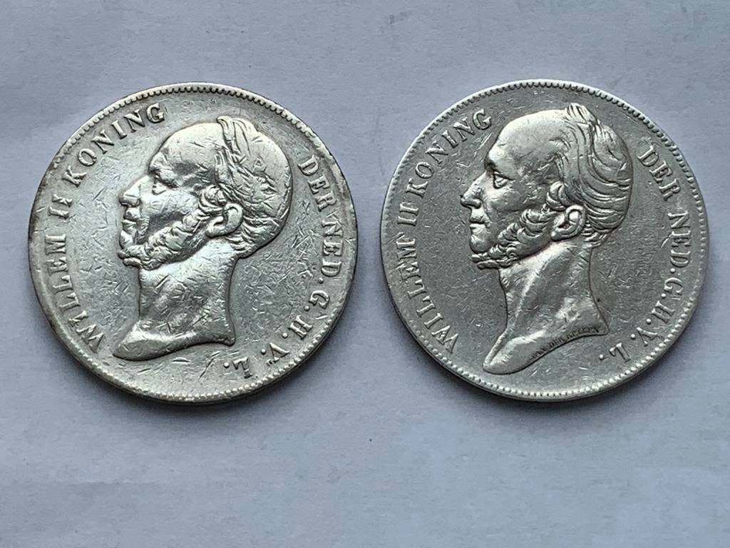 2 zilveren rijksdaalders willem 2 uit 1842 en 1849 schaars, Ophalen of Verzenden, Koning Willem II, 2½ gulden