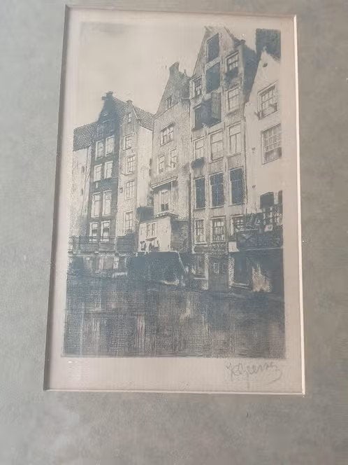 Litho / ets achterburgwal Amsterdam J. E. Geersen Geessen., Ophalen