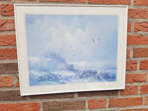 Schilderij / prent met duinlandschap, met passepartout en wi, Ophalen of Verzenden, 'T Olde Gre-j, Info@toldegrej.nl, Endepoelstraat 20f Didam