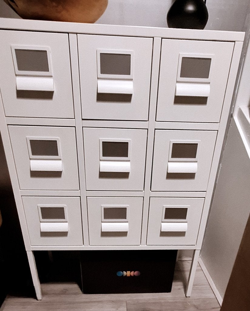 Zgan wit metalen Ikea Sprutt 9 ladenkastje, Ophalen, 5 laden of meer, 50 tot 100 cm, Zo goed als nieuw