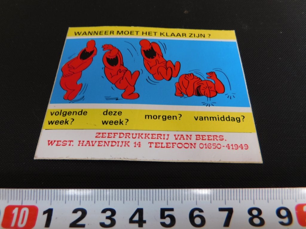 sticker roosendaal van beers zeefdrukkerij strip wanneer ?*, Ophalen, Zo goed als nieuw