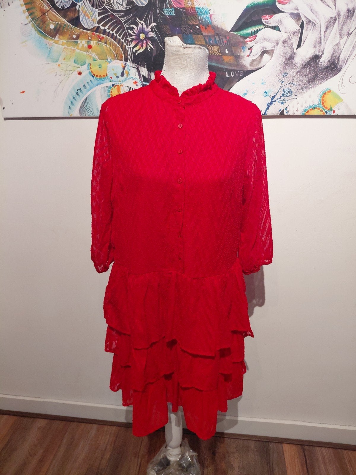 Nieuw rood jurkje van Loavies maat M, Maat 38/40 (M), Nieuw, Ophalen of Verzenden, Loavies