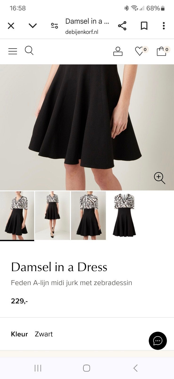 Damsel in a Dress A-lijn midi jurk met zebradesign, Maat 38/40 (M), Zwart, Nieuw, Ophalen of Verzenden