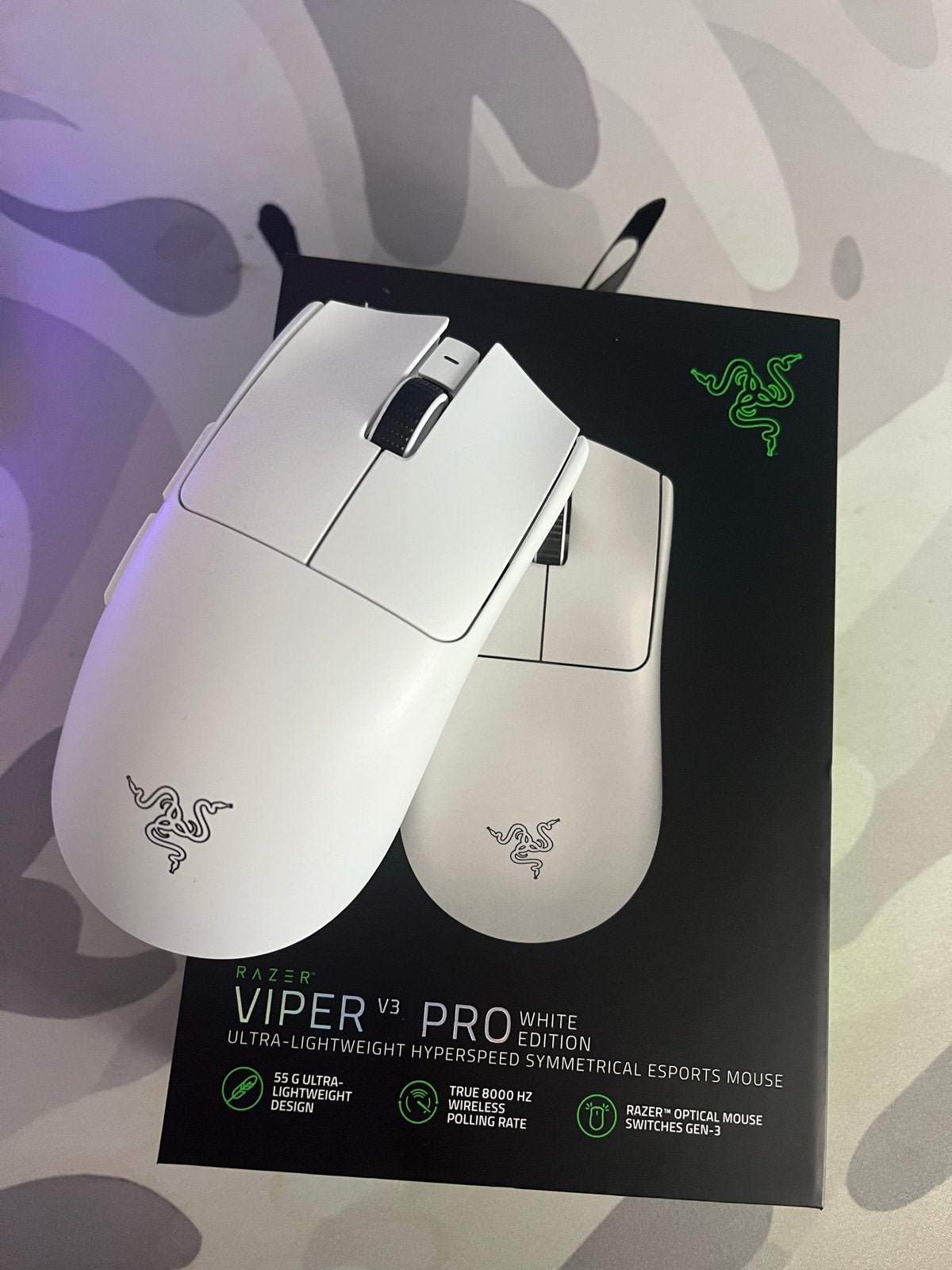 Razer Viper V3 Pro White - Ultralichte Gaming Muis, Computers en Software, Ophalen, Rechtshandig, Muis, Gaming muis