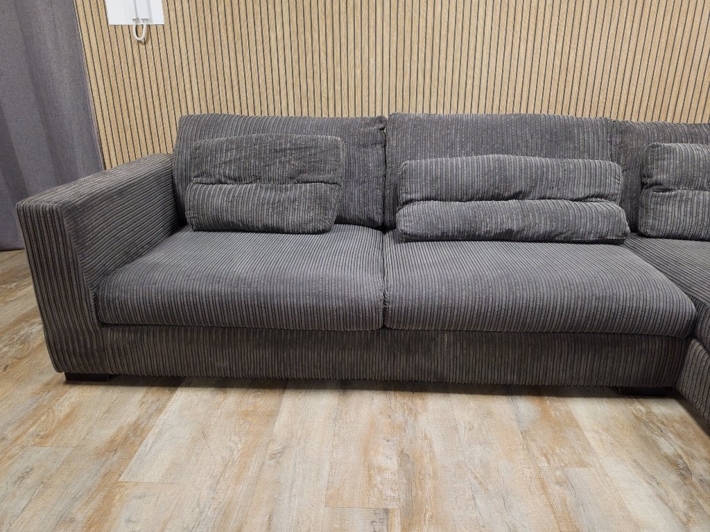 Mooi Groot BruinAntraciet RIBSTOF Hoekbank, Huis en Inrichting, Banken | Bankstellen, Info@banxtel.nl, 3194DC, Gebruikt, Ribstof Hoekbank